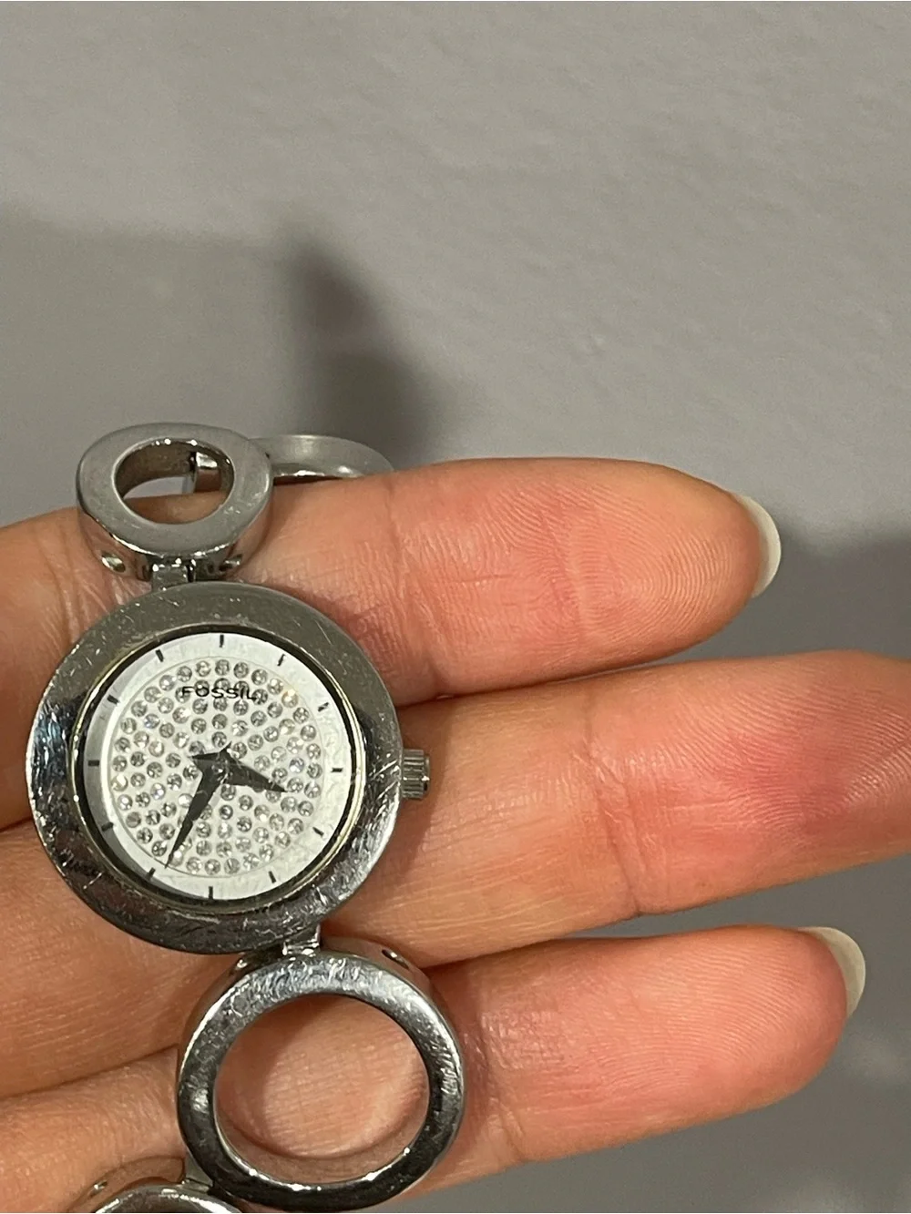 Fossil Silver Crystal Accent Bracelet Watch